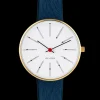 ARNE JACOBSEN UR BANKERS 34 MM MED NAVY BLÅ LÆDERREM - 53107-1604G