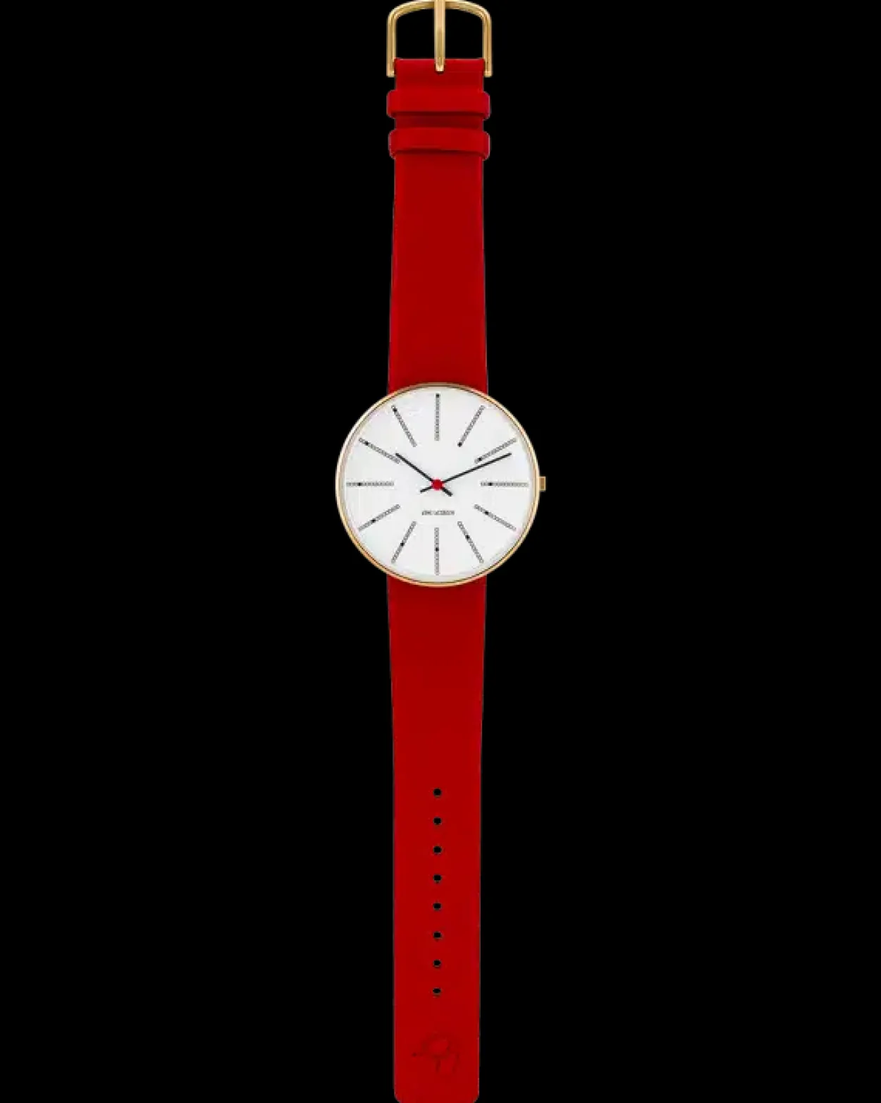 ARNE JACOBSEN UR BANKERS MED RØD LÆDERREM 40MM - 53108-2003G