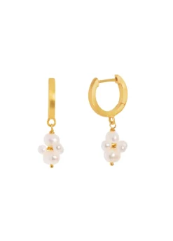 BYBIEHL PEARL CLUSTER HOOP ØRERINGE SØLV FORGYLDT - 4-1510WP-GP