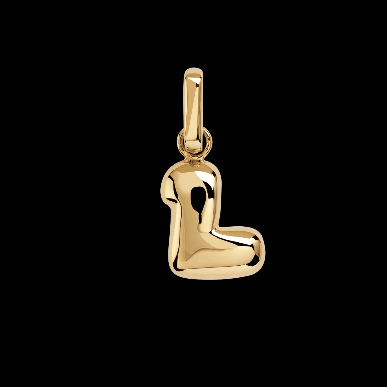 CAMILLE BRINCH LETTER PUFFER CHARM L I FORGYLDT SØLV - LPUL-FG-P