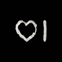 CAMILLE BRINCH MEDIUM HEART CRUSH HOOPS SØLV ØRERINGE - MHCRH