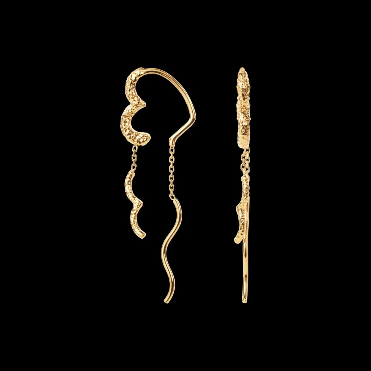 CAMILLE BRINCH WAVY SPARKLY HEART EARLINES ØRERINGE I FORGYLDT SØLV - WSPHE-FG