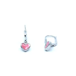 CHRISTOFFERSEN JEWELLERY ØRERINGE SØLV MED LYSERØD HJERTE - 3270858-3