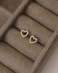 CHRISTOFFERSEN JEWELLERY HJERTE ØRESTIKKER 14 KARAT GULD MED 0,09 CARAT BRILLANTER - 3071281G