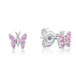 CHRISTOFFERSEN JEWELLERY SOMMERFUGL ØREREINGE MED LYSERØD STEN - 3060897-3