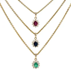 CHRISTOFFERSEN JEWELLERY ROSET VEDHÆNG 14 KARAT GULD MED SAFIR OG BRILLANTER - 4070256G-SA