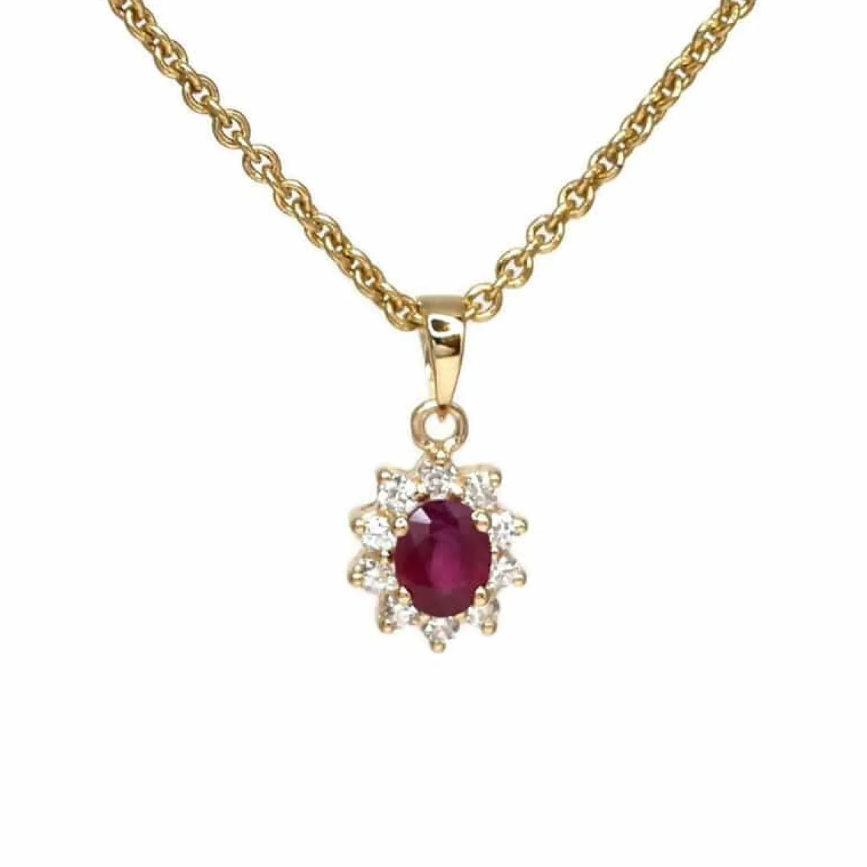 CHRISTOFFERSEN JEWELLERY ROSET VEDHÆNG 14 KARAT GULD MED RUBIN OG BRILLANTER - 4070256G-RU