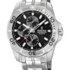 FESTINA HERRE UR STÅL MULTIFUNKTION SORT SKIVE MED LÆNKE - F20445/3