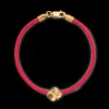 FLORA DANICA ARMBÅND RØDT SILKESNOR FORGYLDT FIRKLØVER - FLC-SILK-RED-18-G