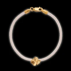 FLORA DANICA ARMBÅND ROSA SILKESNOR FORGYLDT FIRKLØVER - FLC-SILK-ROSE-18-G.