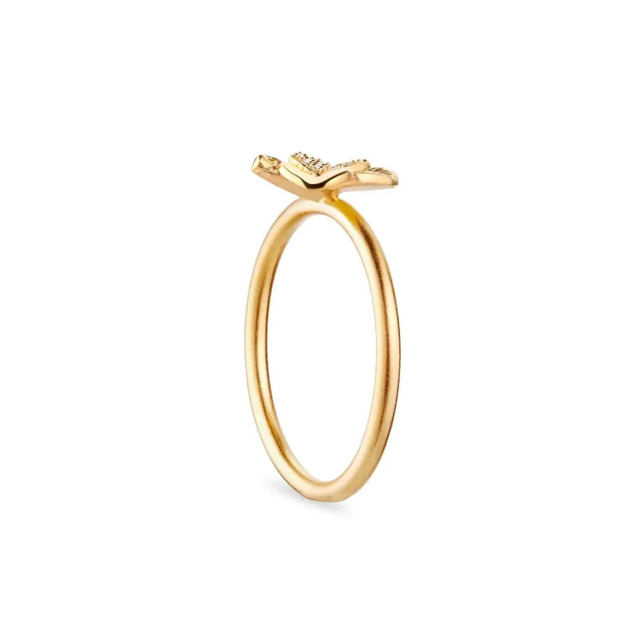FLORA DANICA FIRKLØVER RING PAVÉ FORGYLDT SØLV - FLC-RI-G-PAVE