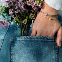 FLORA DANICA SILKE ARMBÅND ROSA FIRKLØVER SØLV - FLC-SILK-ROSE-18-S