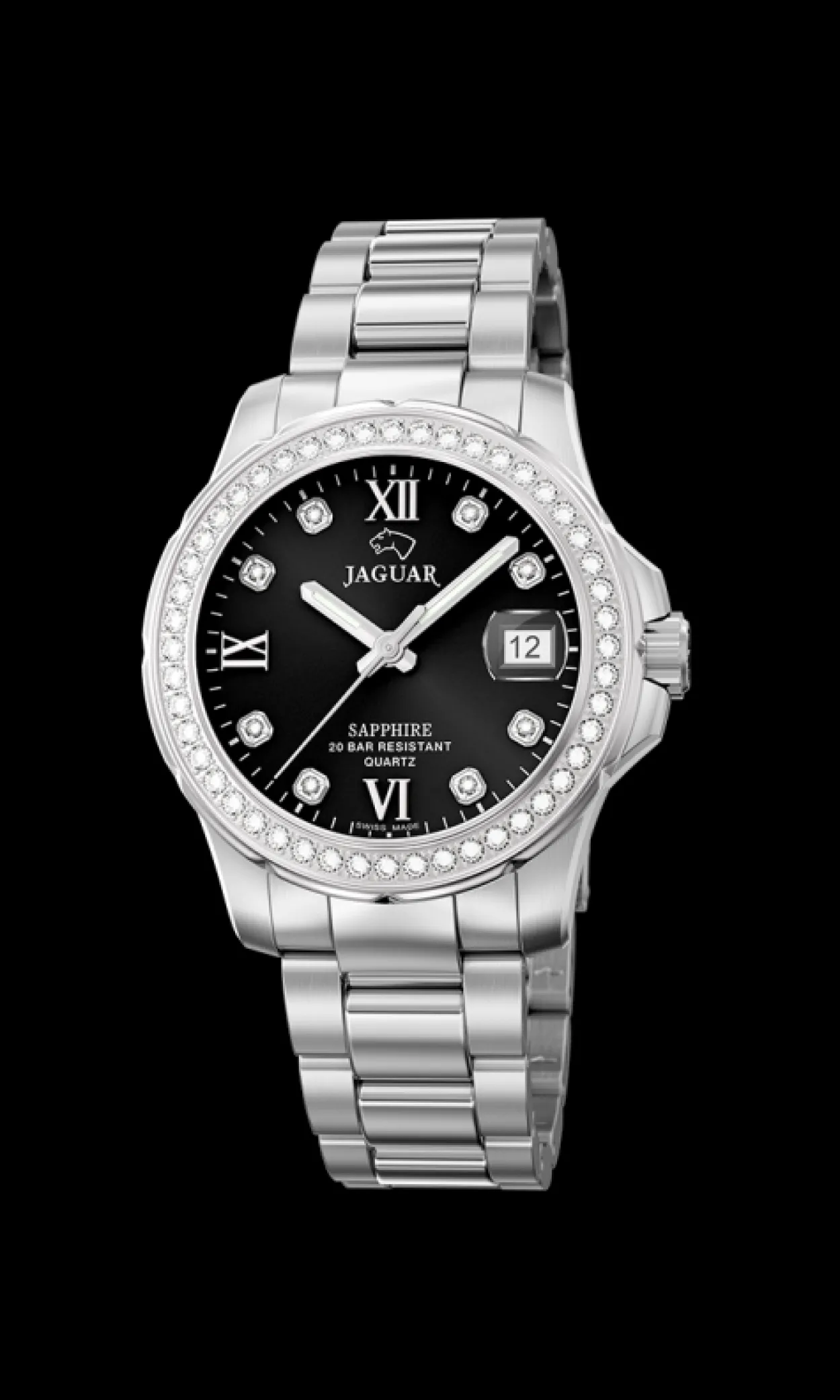 JAGUAR LADY DIVER STÅL SORT SKIVE - J892/4