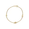 LUND COPENHAGEN MARGUERIT FORGYLDT SØLV ARMBÅND 5+7 MM HVID - 90102319-M