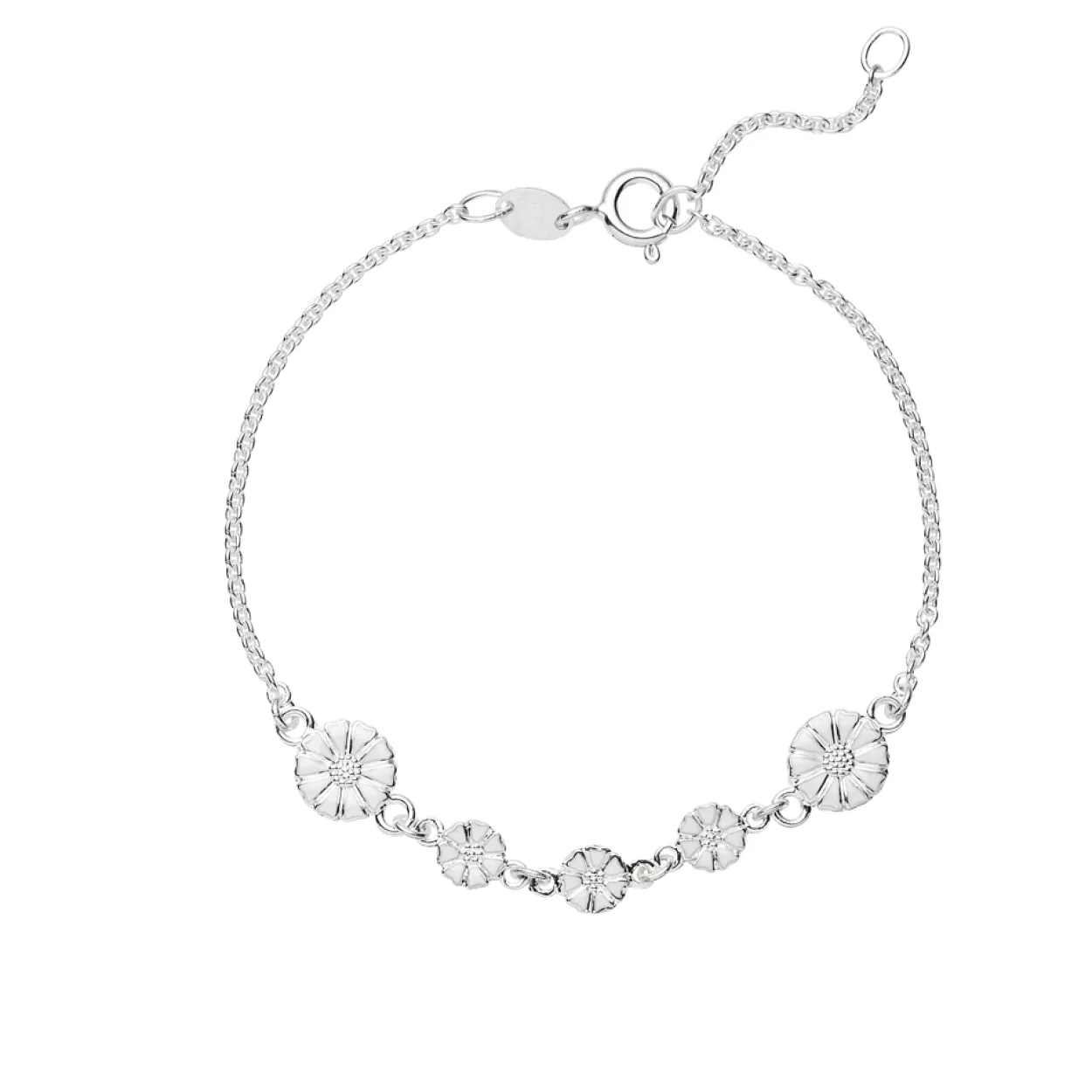 LUND COPENHAGEN MARGUERIT SØLV ARMBÅND MED HVID EMALJE - 90117519-H