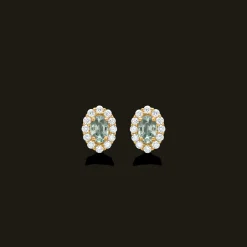 MADS Z PASTELLO ELEGANTE ØRESTIK 14 KARAT GULD MED GRØN SAFIR - 1516003