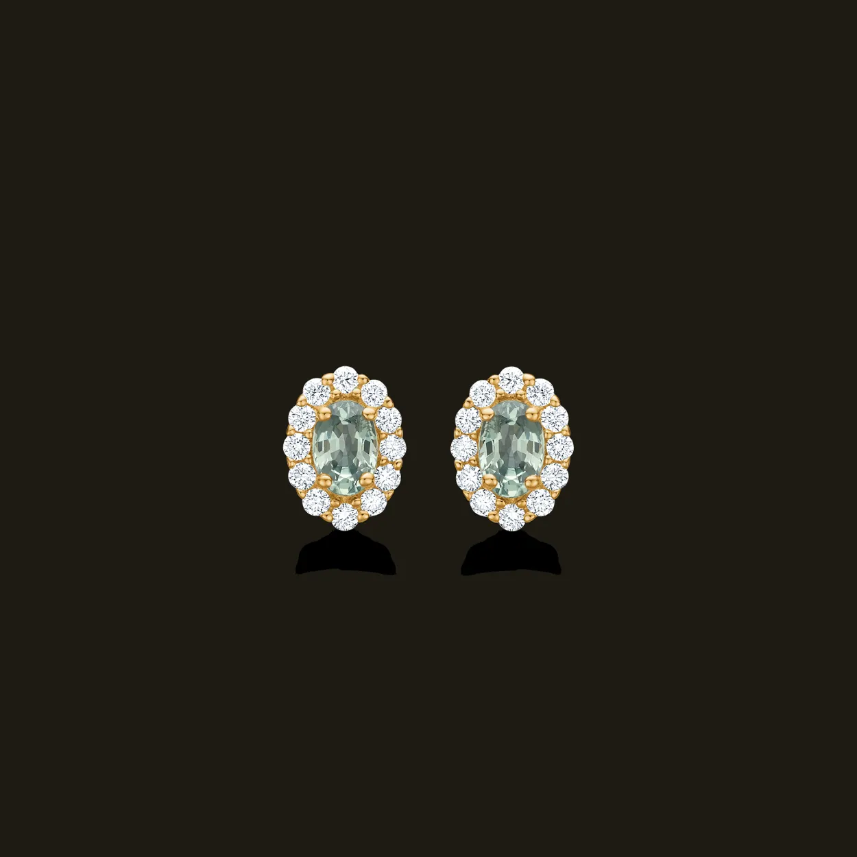MADS Z PASTELLO ELEGANTE ØRESTIK 14 KARAT GULD MED GRØN SAFIR - 1516003