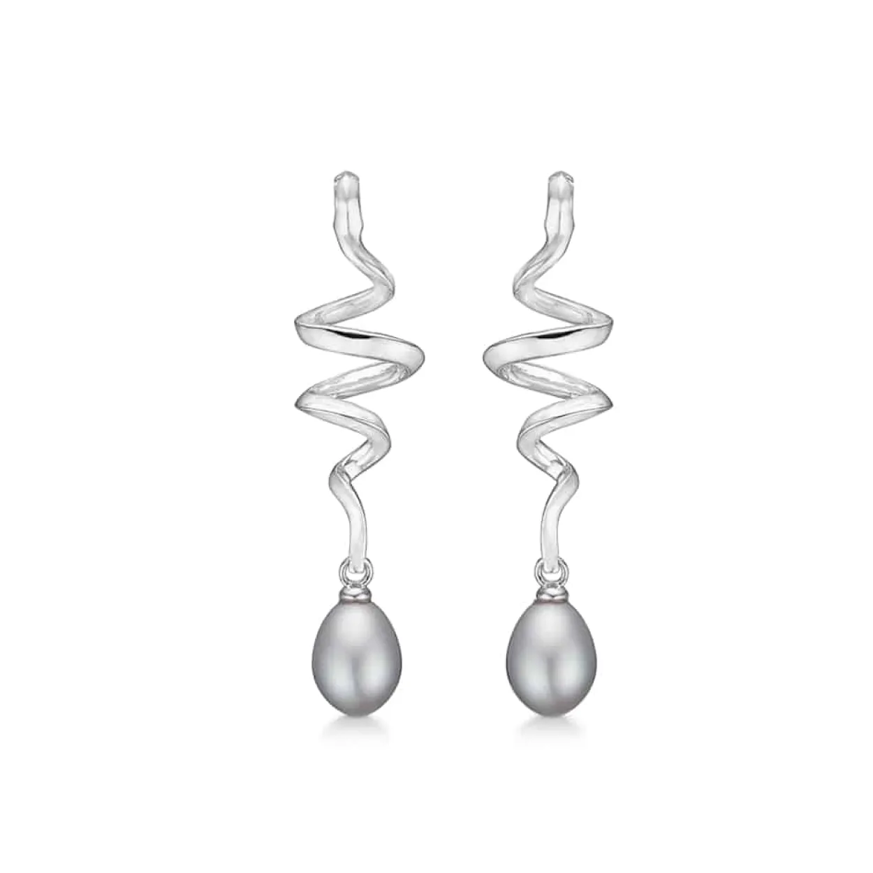 MADS Z SWIRL W. PEARL ØRERINGE SØLV SNOET MED PERLE - 2113086