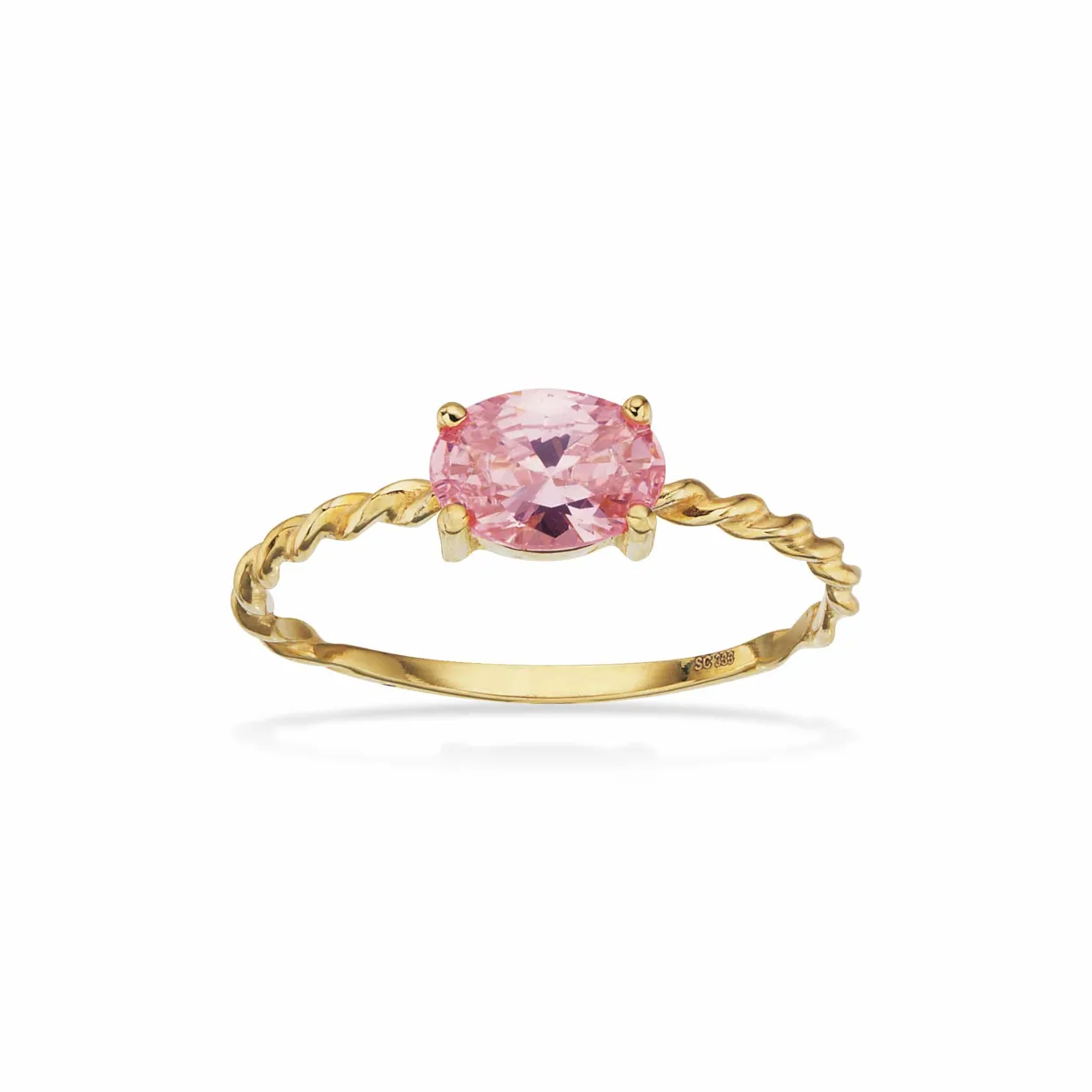 SCROUPLES 8 KARAT GULD RING MED ROSA STEN - 713663