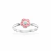 SCROUPLES BØRNE RING SØLV MED BLOMST LYSERØD - 780272