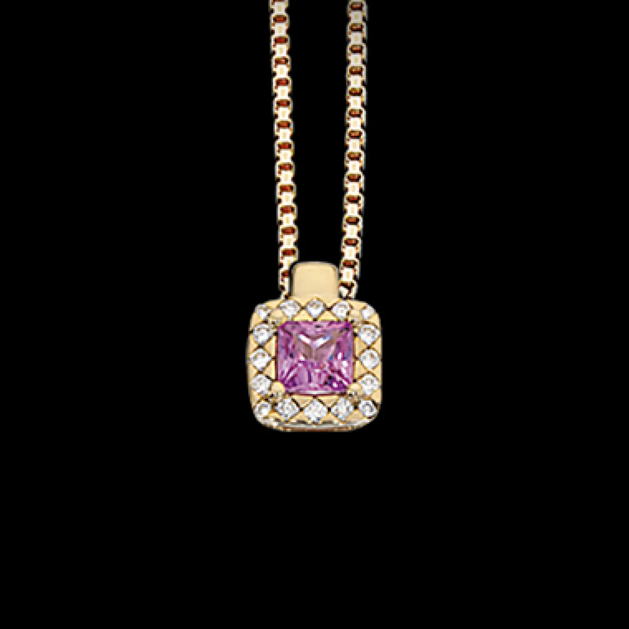 SCROUPLES DIANA VEDHÆNG 14 KARAT GULD MED PINK SAFIR - 212145