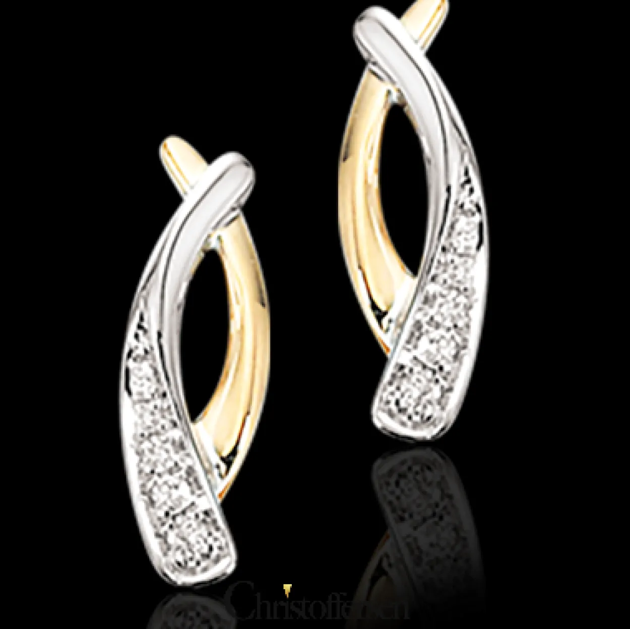 SCROUPLES ØRERINGE 14 KARAT GULD MED BRILLANTER 0,06 CARAT - 114726