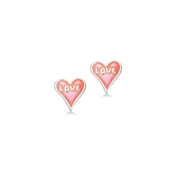 SCROUPLES ØRERINGE PÅ STIK MED PINK HJERTE LOVE I SØLV - 161542