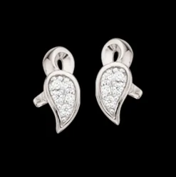 SCROUPLES SØLV ØRERINGE BLAD MED CUBIC ZIRKON - 156352