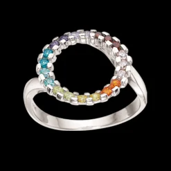 SCROUPLES SØLV RING CIRKEL RAINBOW ZIRKON - 726692