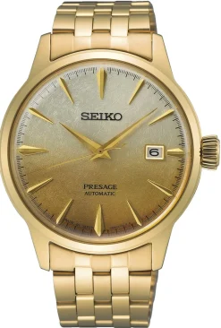 SEIKO PRESAGE MED GULD FARVET LÆNKE - SRPK46