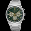SEIKO UR HR CHRONOGRAF GØRN SKIVE MED LÆNKE - SSB461P1