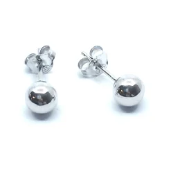 SØLV KUGLE ØRESTIKKER RHODINERET 6 MM MASSIV