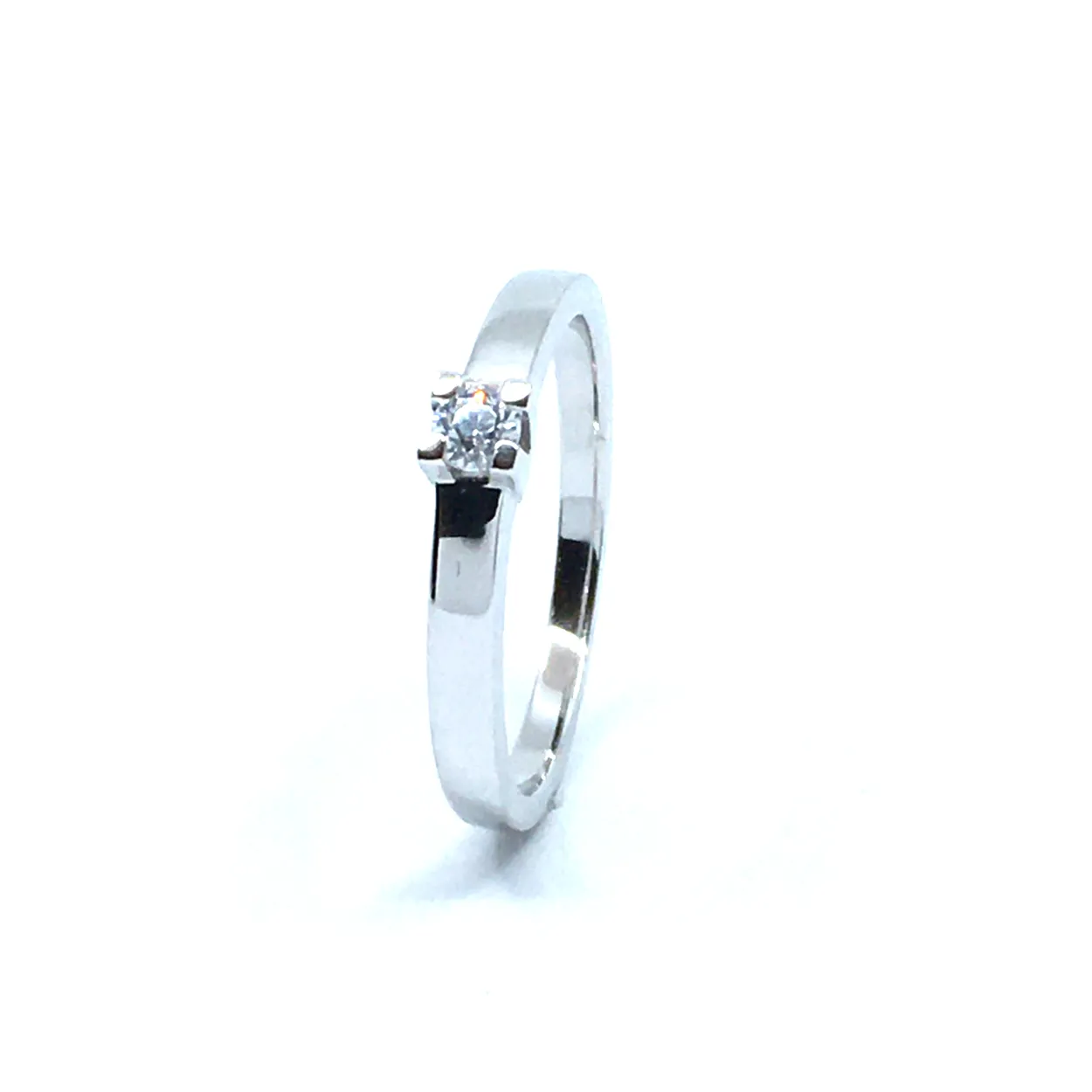 SØLV RING RHODINERET PRINSESSE MED SYNTETISKE ZIRKONIA