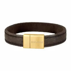 SON OF NOA ARMBÅND STÅL FORGYLDT BRUN KALVESKIND - 80970189321