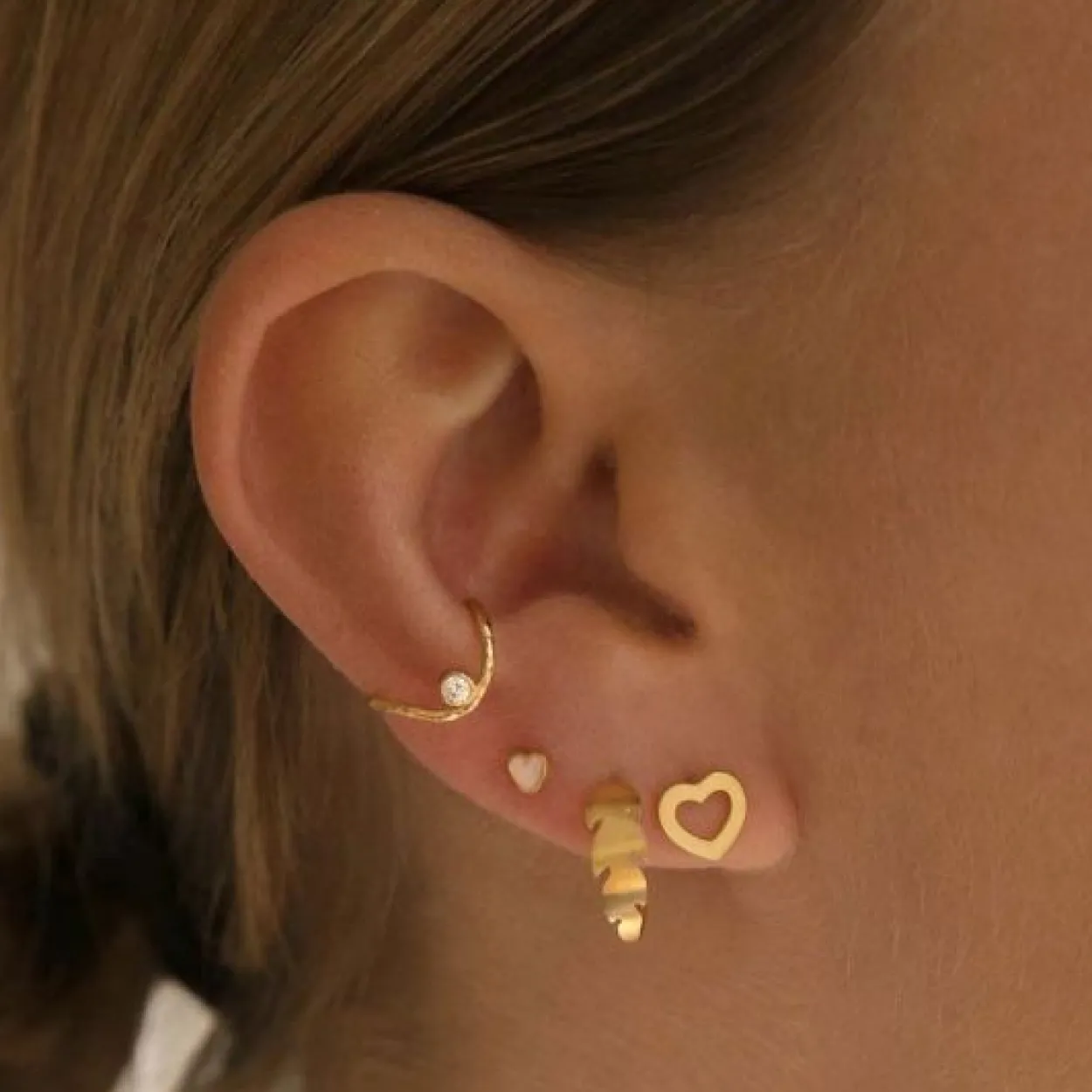 STINE A PETIT OPEN LOVE HEART SØLV FORGYLDT ØRERING - 1261-02-S