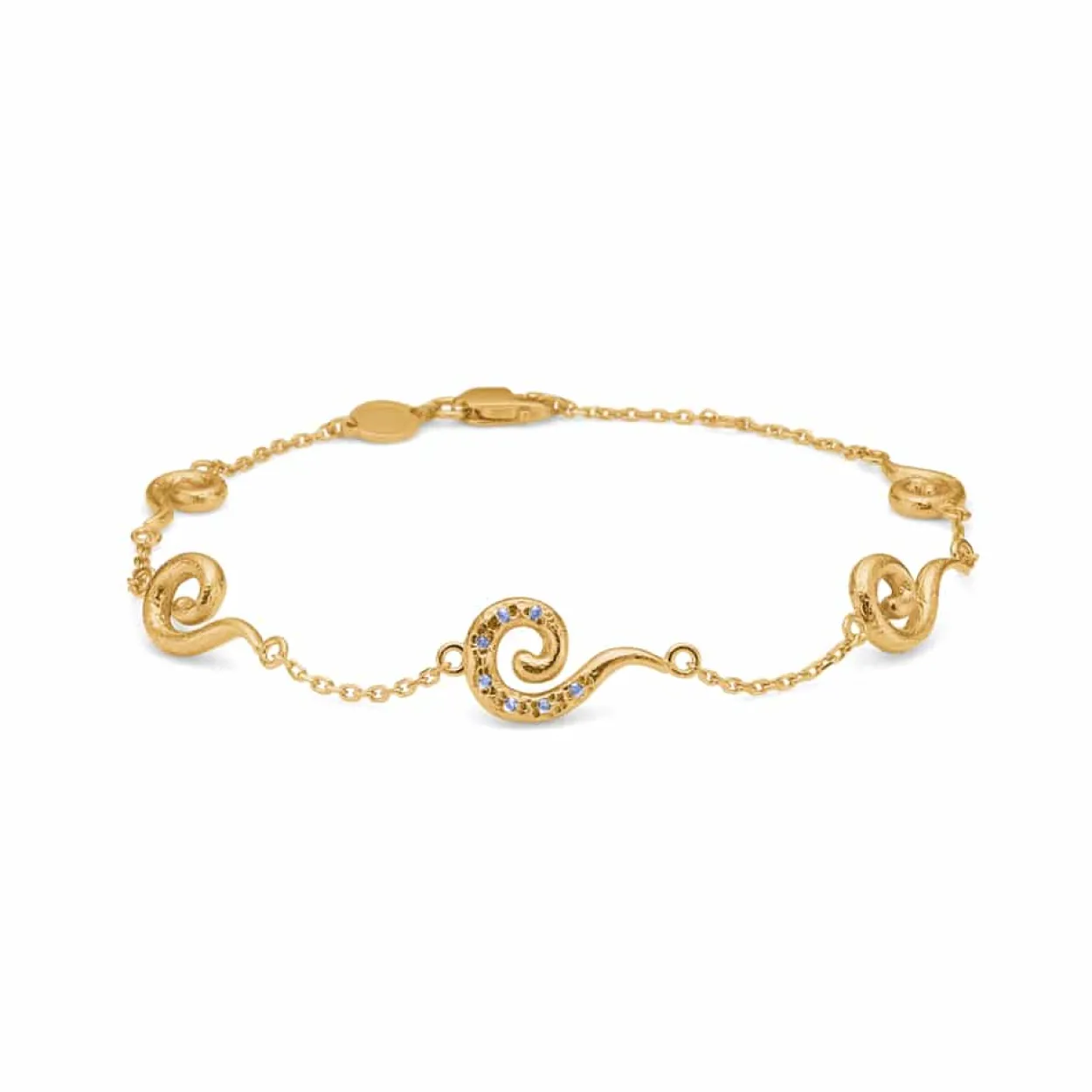 STUDIO Z CURIOS ARMBÅND FORGYLDT SØLV MED LYSEBLÅ STEN - 7257871