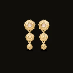 STUDIO Z URCHIN ELEGANCE SØLV FORGYLDTE ØRERINGE MED ROSA ZIRKONIA - 7217919
