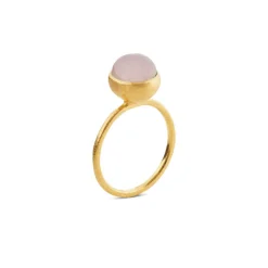 SUSANNE FRIIS BJØRNER SØLV FORGYLDT RING MED 8 MM LYSERØD KRYSTAL -1692-2-112-48